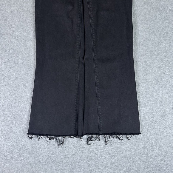 Spanx Jeans Womens Small Black Cropped Flare Pull On Stretch Distressed Raw Hem - Picture 5 of 13